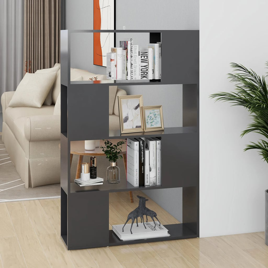 vidaXL Kirjahylly/tilanjakaja harmaa 80x24x124,5 cm lastulevy