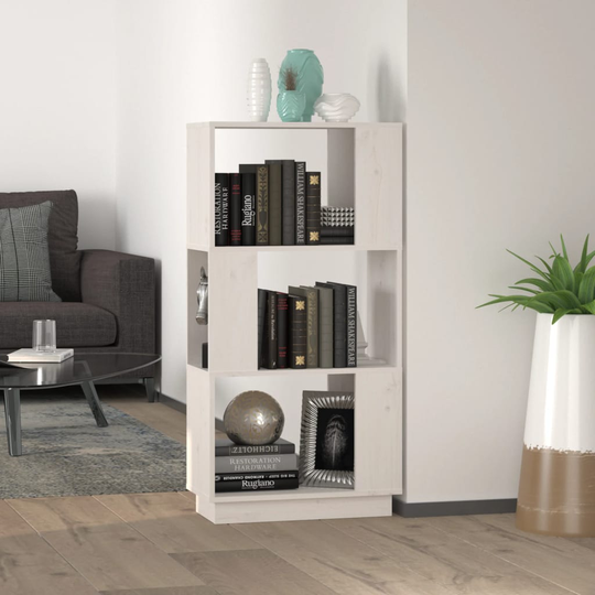 vidaXL Kirjahylly/tilanjakaja valkoinen 51x25x101 cm täysi mänty