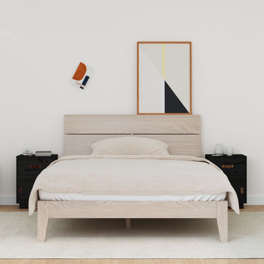 vidaXL Yöpöydät 2 kpl musta 40x34x55 cm täysi mänty