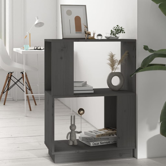vidaXL Kirjahylly/tilanjakaja harmaa 51x25x70 cm täysi mänty