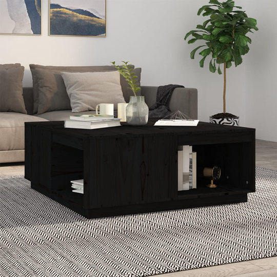 vidaXL Sohvapöytä musta 100x101x40,5 cm täysi mänty