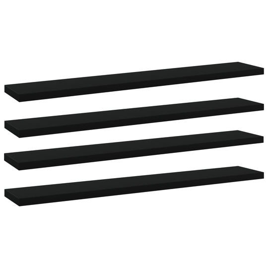vidaXL Kirjahyllytasot 4 kpl musta 60x10x1,5 cm lastulevy