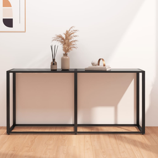 vidaXL Konsolipöytä musta 160x35x75,5 cm karkaistu lasi