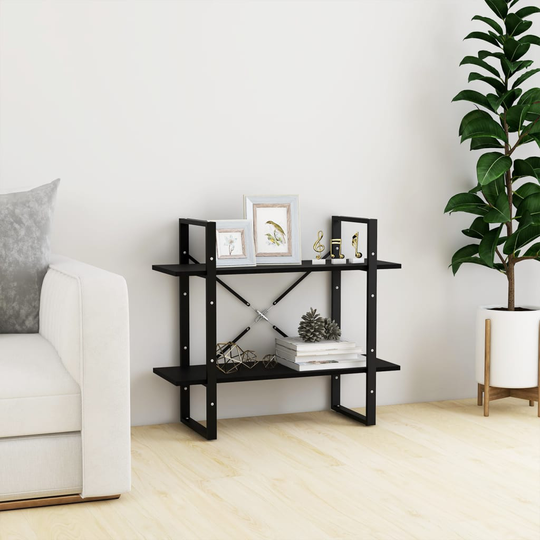 vidaXL 2-tasoinen kirjahylly musta 80x30x70 cm täysi mänty