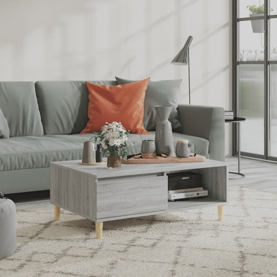 vidaXL Sohvapöytä harmaa Sonoma 90x60x35 cm lastulevy