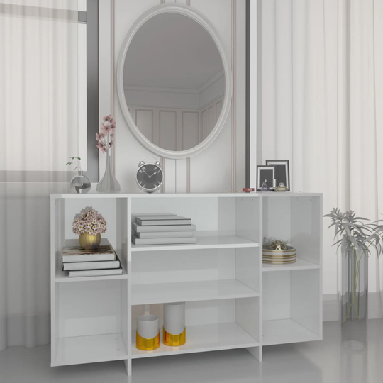 vidaXL Senkki korkeakiilto valkoinen 120x30x75 cm lastulevy