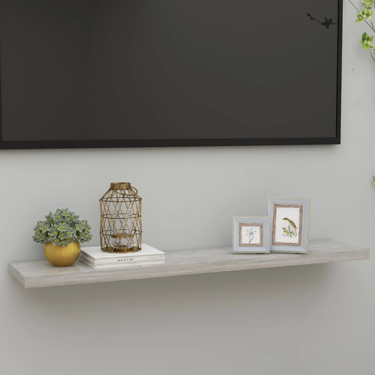vidaXL Kelluva seinähylly betoninharmaa 120x23,5x3,8 cm MDF