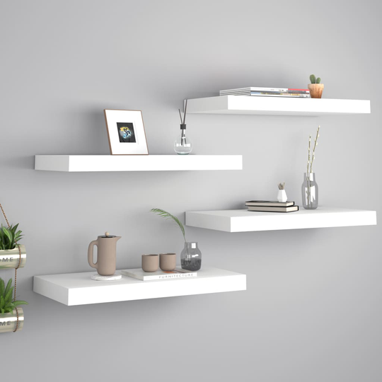 vidaXL Kelluvat seinähyllyt kpl valkoinen 50x23x3,8 cm MDF