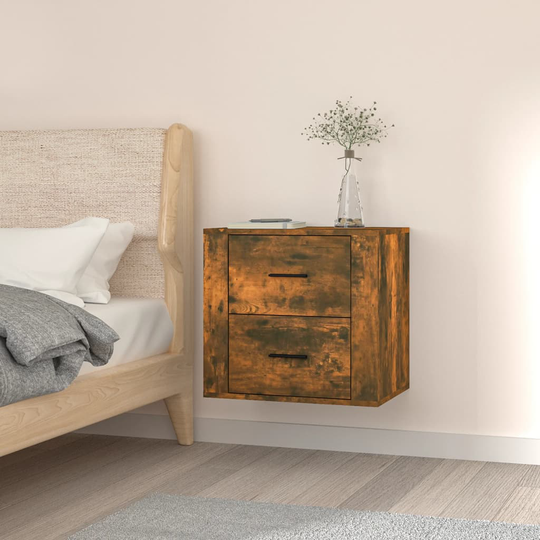 vidaXL Seinäkiinnitettävä yöpöytä savutammi 50x36x47 cm