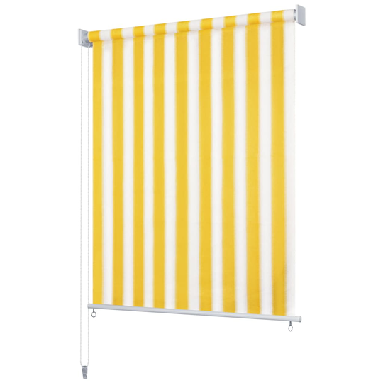 vidaXL Rullaverho ulkotiloihin 160x140 cm Keltainen ja valkoinen
