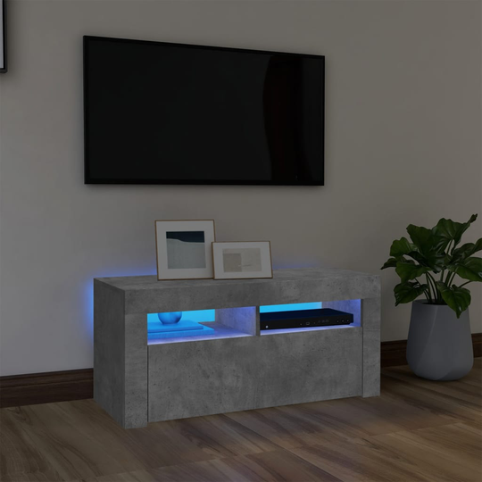 vidaXL TV-taso LED-valoilla betoninharmaa 90x35x40 cm
