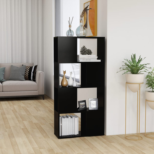 vidaXL Kirjahylly/tilanjakaja musta 60x24x124,5 cm lastulevy