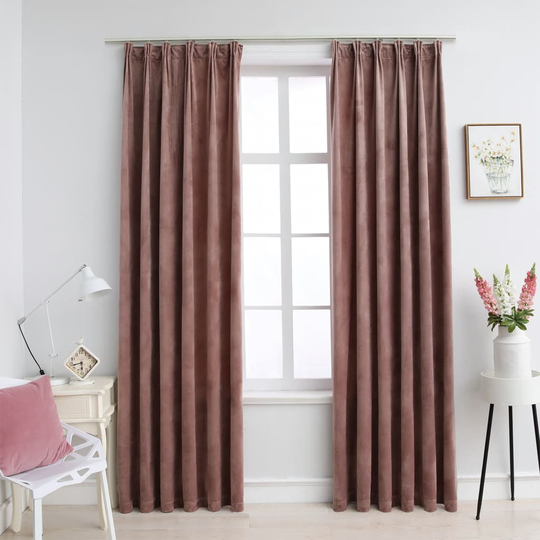 vidaXL Pimennysverhot koukuilla 2 kpl sametti pinkki 140x175 cm