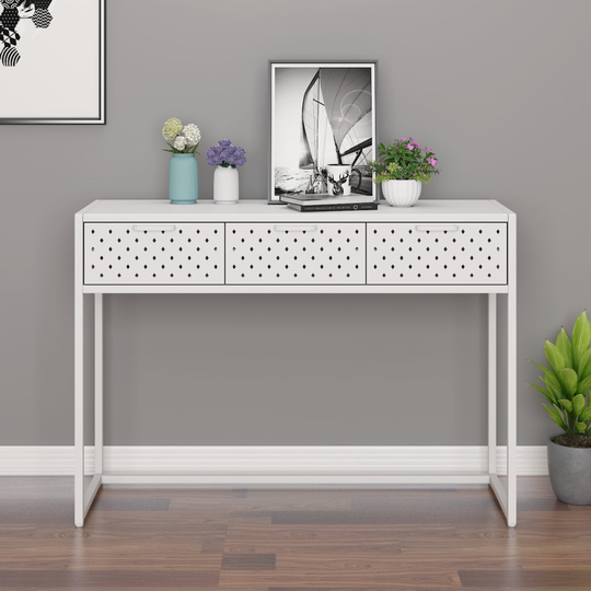 vidaXL Konsolipöytä valkoinen 106x35x75 cm teräs