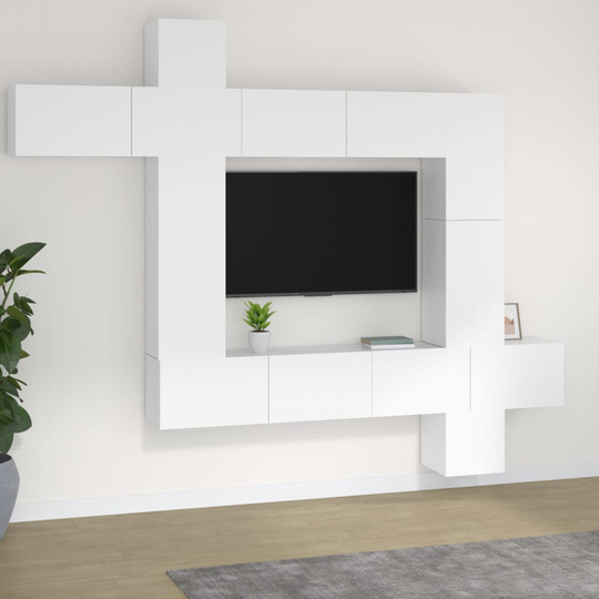 vidaXL 9-osainen TV-kaappisarja valkoinen tekninen puu