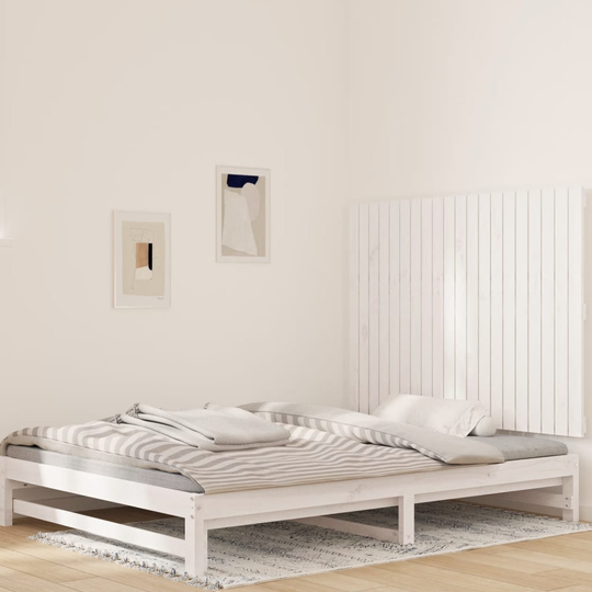 vidaXL Sängynpääty seinälle valkoinen 127,5x3x90 cm täysi mänty