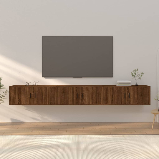 vidaXL Seinäkiinnitettävät TV-kaapit 3 kpl ruskea tammi 100x34,5x40 cm