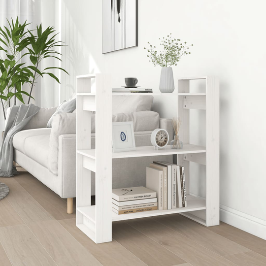 vidaXL Kirjahylly/tilanjakaja valkoinen 80x35x91 cm täysi mänty
