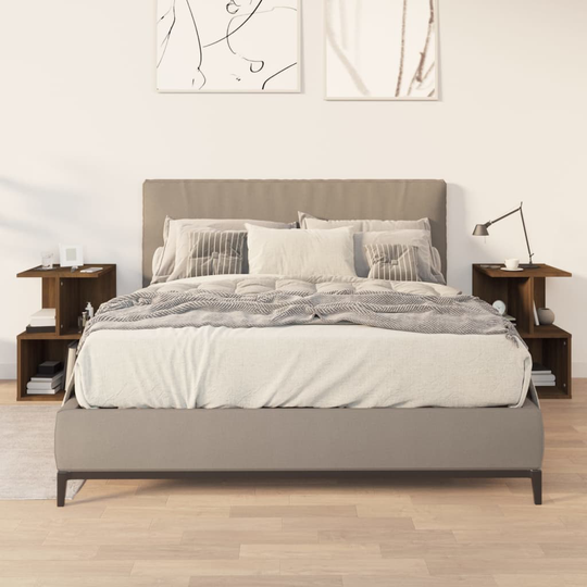 vidaXL Yöpöydät 2 kpl ruskea tammi 35x35x55 cm tekninen puu