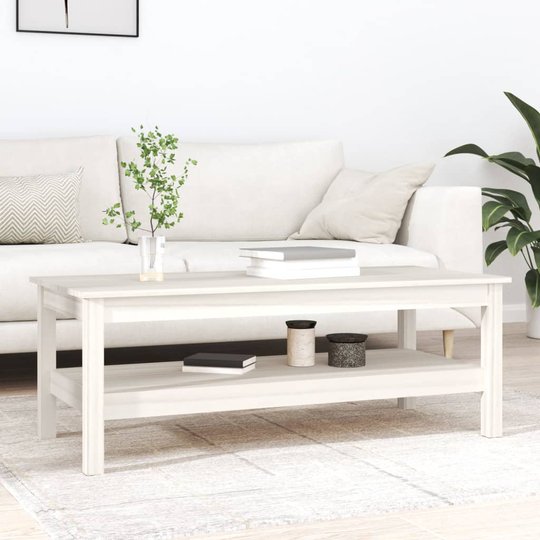 vidaXL Sohvapöytä valkoinen 110x50x40 cm täysi mänty