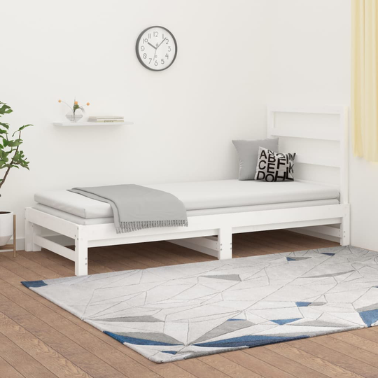 vidaXL Sohvasänky ulosvedettävä valkoinen 2x (90x190) cm täysi mänty