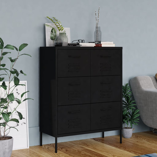 vidaXL Lipasto musta 80x35x101,5 cm teräs