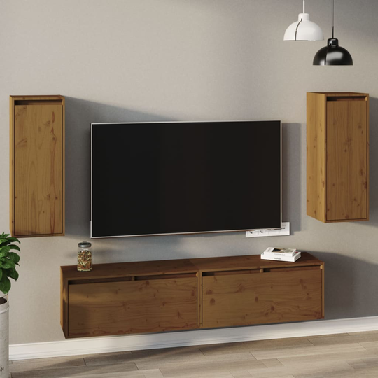 vidaXL Seinäkaapit 2 kpl hunajanruskea 30x30x80 cm täysi mänty