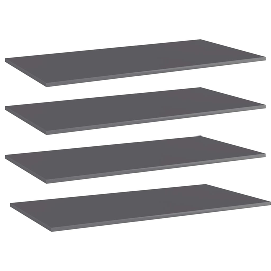 vidaXL Kirjahyllytasot 4kpl korkeakiilto harmaa 100x50x1,5cm lastulevy