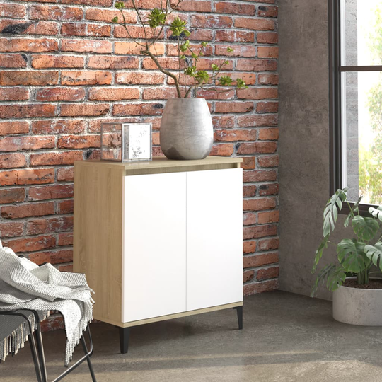 vidaXL Senkki valkoinen ja Sonoma-tammi 60x35x70 cm lastulevy
