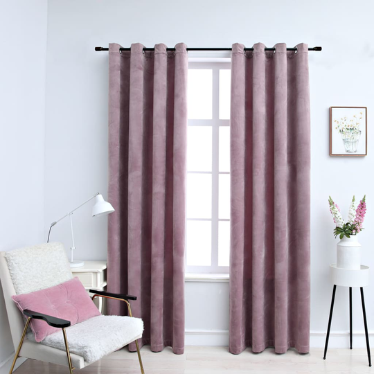 vidaXL Pimennysverhot renkailla 2 kpl sametti pinkki 140x245 cm