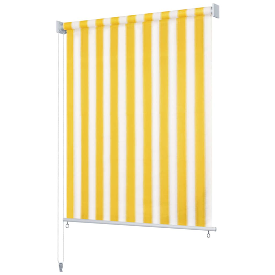 vidaXL Rullaverho ulkotiloihin 160x230 cm Keltainen ja valkoinen