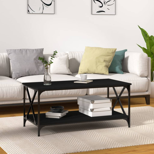 vidaXL Sohvapöytä musta 100x50x45 cm tekninen puu ja rauta