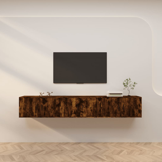 vidaXL Seinäkiinnitettävät TV-kaapit 3 kpl savutammi 80x34,5x40 cm