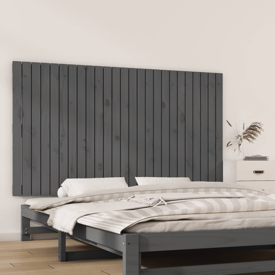 vidaXL Sängynpääty seinälle harmaa 159,5x3x90 cm täysi mänty