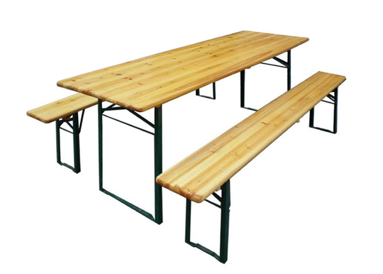 Kokoontaitettava ulkokalustesetti, pöytä 50x220 cm + 2 penkkiä