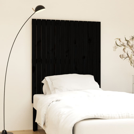 vidaXL Sängynpääty seinälle musta 95,5x3x110 cm täysi mänty