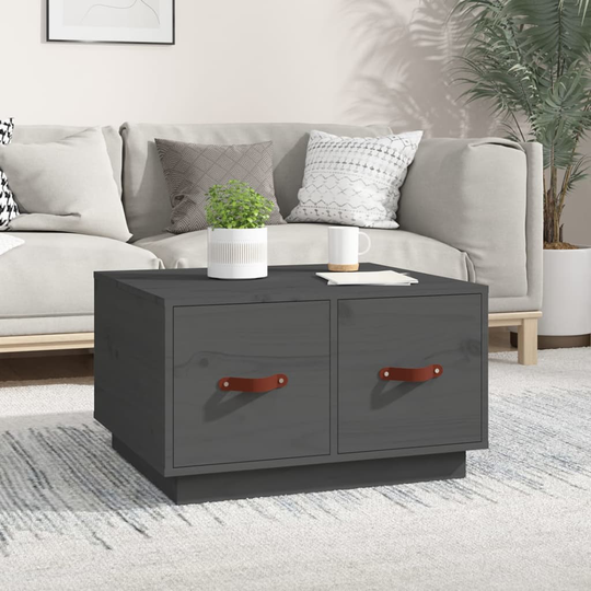 vidaXL Sohvapöytä harmaa 60x53x35 cm täysi mänty