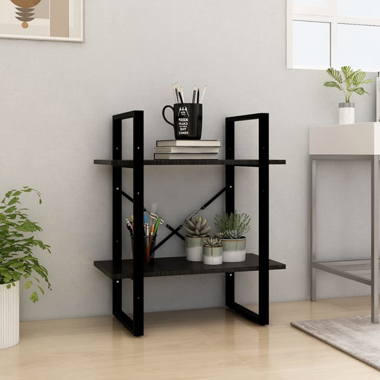 vidaXL 2-tasoinen kirjahylly musta 60x30x70 cm täysi mänty