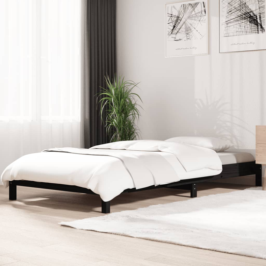 vidaXL Pinottava sänky musta 75x190 cm täysi mänty