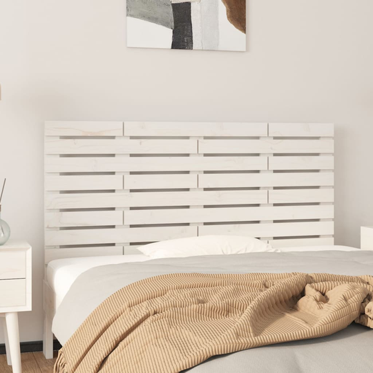 vidaXL Sängynpääty seinälle valkoinen 146x3x63 cm täysi mänty