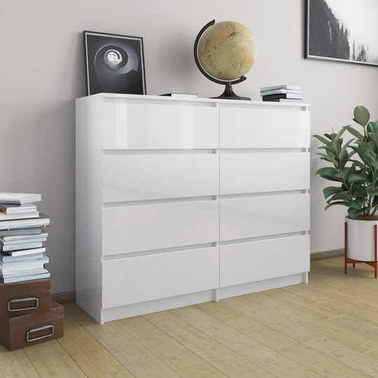 vidaXL Laatikosto senkki korkeakiilto valkoinen 120x35x99 cm lastulevy