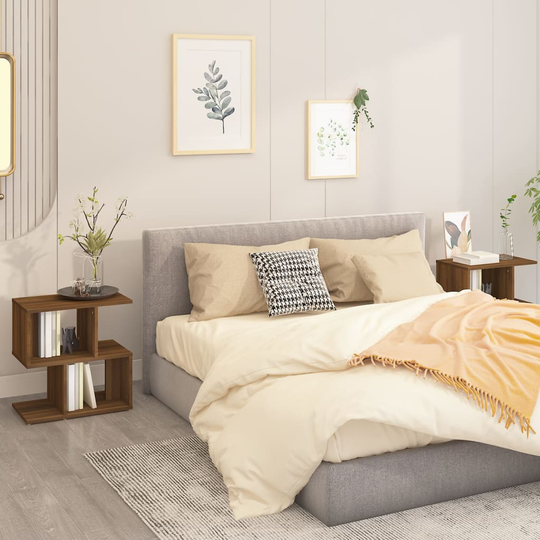 vidaXL Yöpöydät 2 kpl ruskea tammi 50x30x51,5 cm tekninen puu