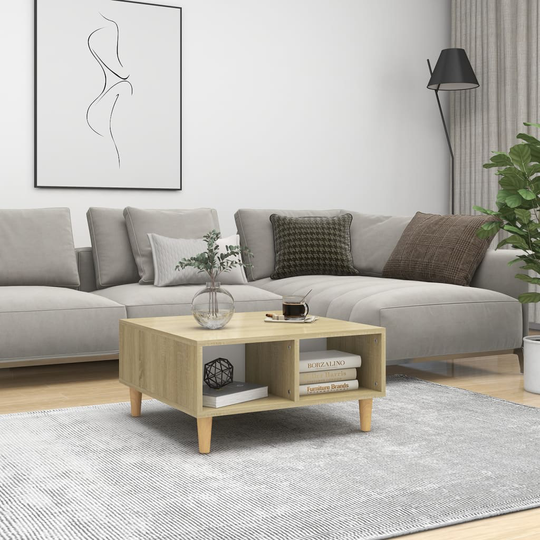 vidaXL Sohvapöytä valkoinen ja Sonoma-tammi 60x60x30 cm lastulevy