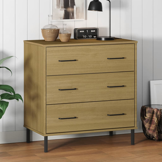 vidaXL Senkki 3 laatikolla ruskea 77x40x79,5 cm täyspuu OSLO