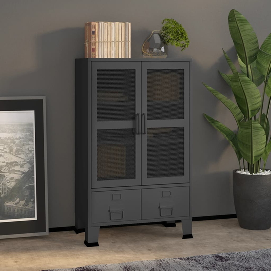vidaXL Teollinen säilytysarkku antrasiitti 70x40x115 cm metalli