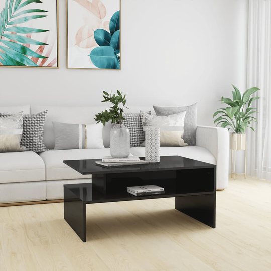 vidaXL Sohvapöytä korkeakiilto harmaa 90x60x42,5 cm lastulevy