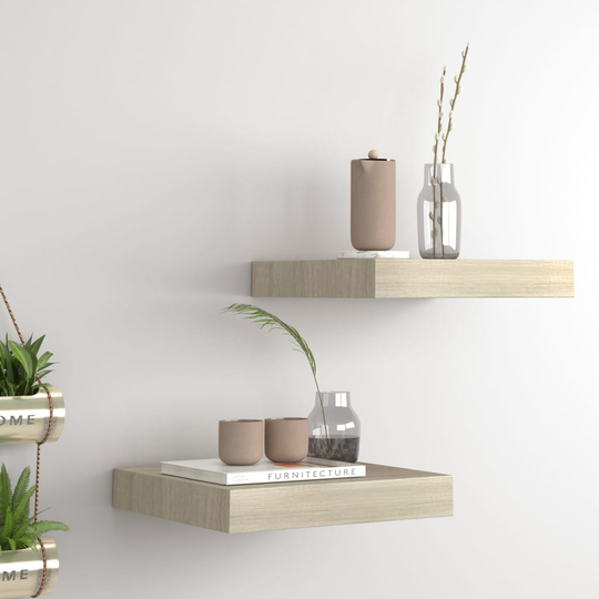 vidaXL Kelluvat seinähyllyt 2 kpl tammen värinen 23x23,5x3,8 cm MDF