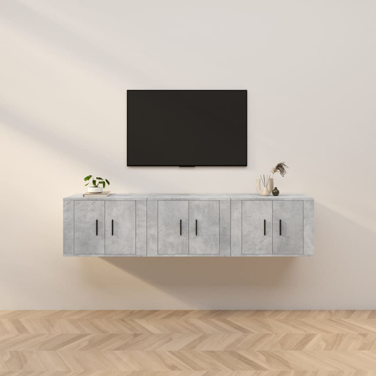 vidaXL Seinäkiinnitettävät TV-tasot 3 kpl betoninharmaa 57x34,5x40 cm