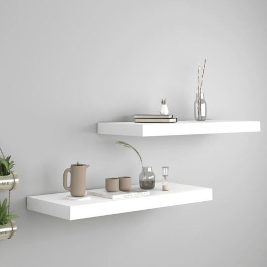 vidaXL Kelluvat seinähyllyt 2 kpl valkoinen 60x23,5x3,8 cm MDF