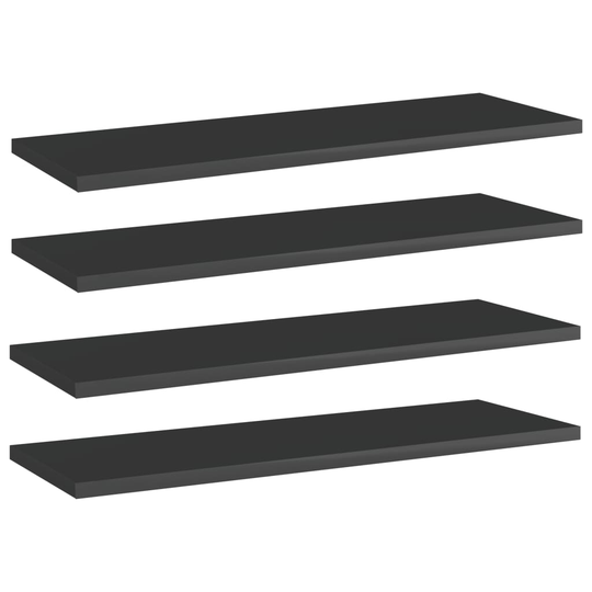 vidaXL Kirjahyllytasot 4 kpl korkeakiilto musta 60x20x1,5 cm lastulevy